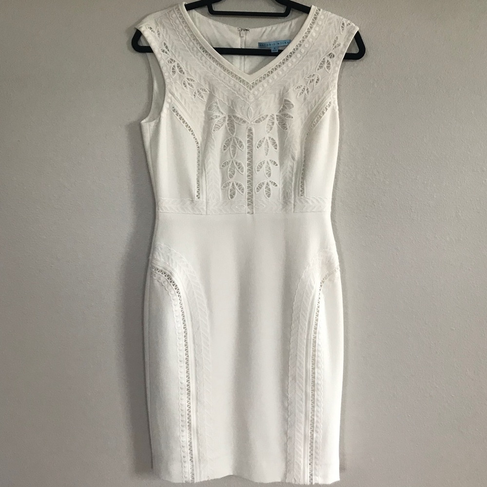 ANTONIO MELANI Sheath - White Cutout Embroidered